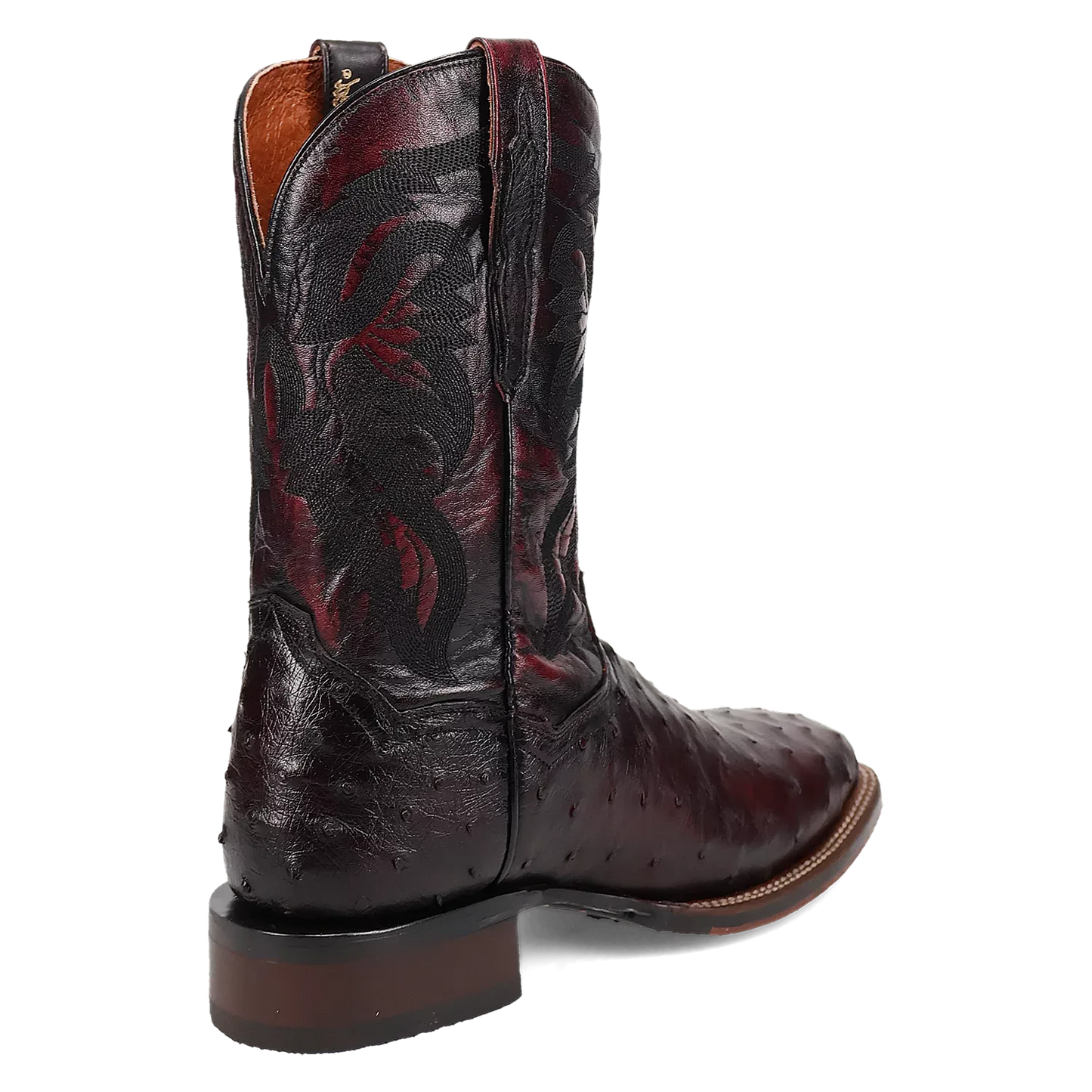 Dan Post Alamosa (Black Cherry) - Men's Ostrich Skin Leather Cowboy Boots