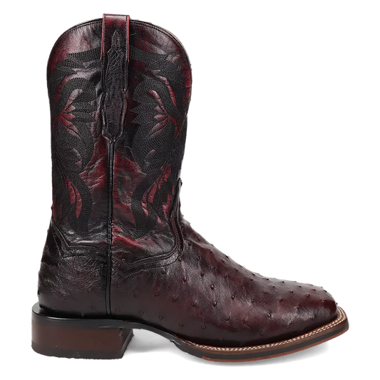 Dan Post Alamosa (Black Cherry) - Men's Ostrich Skin Leather Cowboy Boots