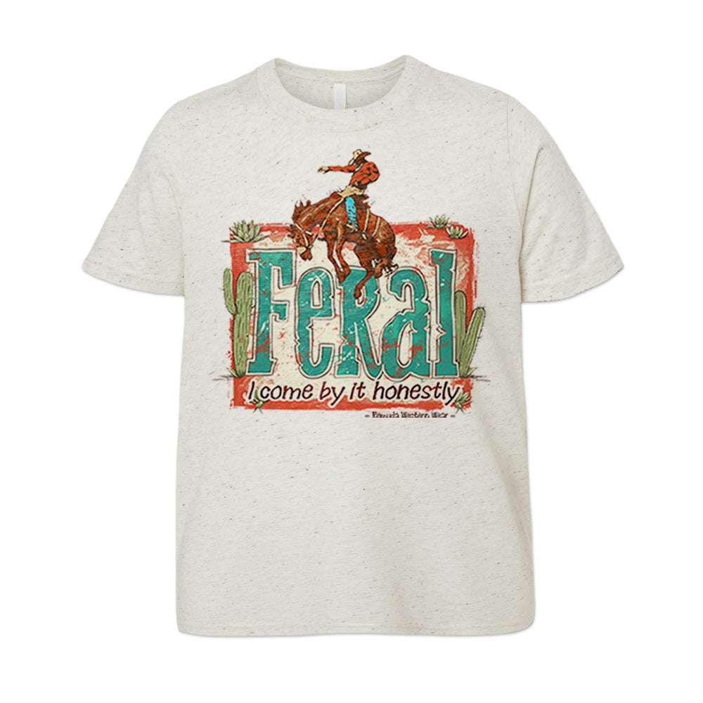 Feral, I Come By It Honestly - Youth Western Tee
