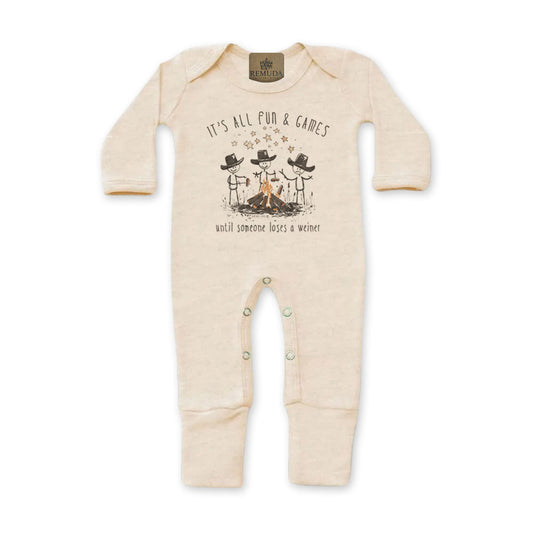 It's All Fun & Games Until Someone Loses A Weiner Infant Camping Sleepwear Oatmeal