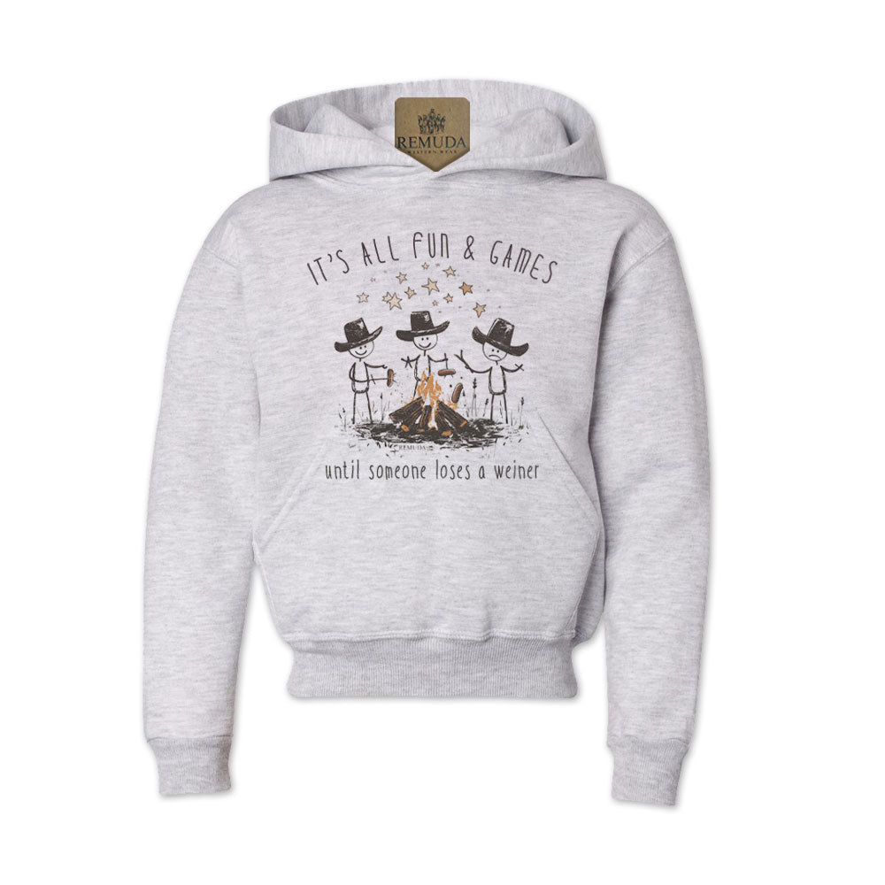 It's All Fun & Games Until Someone Loses A Weiner - Youth Camping Pullover Hoodie