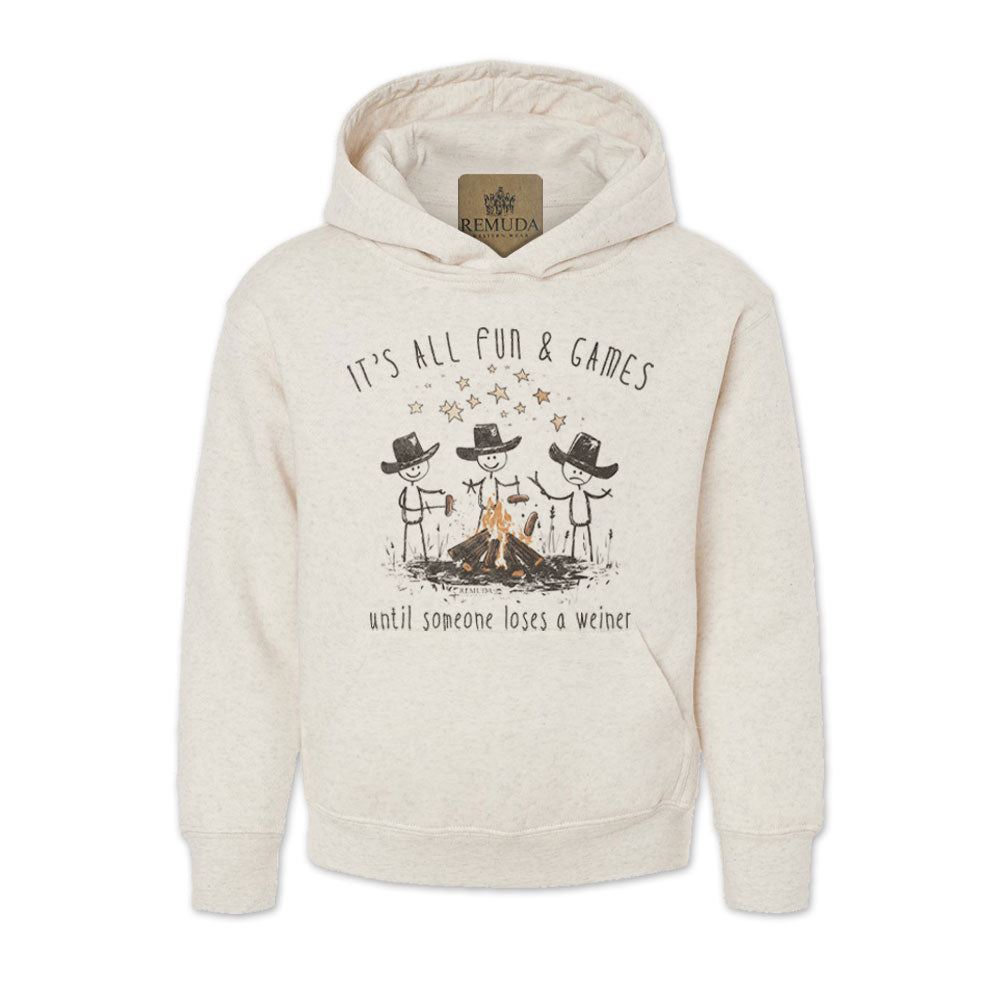 It's All Fun & Games Until Someone Loses A Weiner - Youth Camping Pullover Hoodie