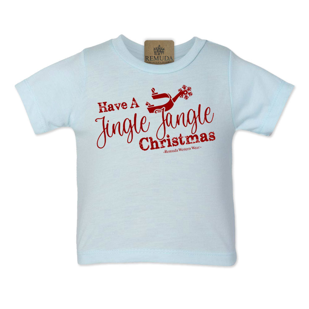 Have A Jingle Jangle Christmas Spur Infant Western short sleeve tee in the color Light Blue