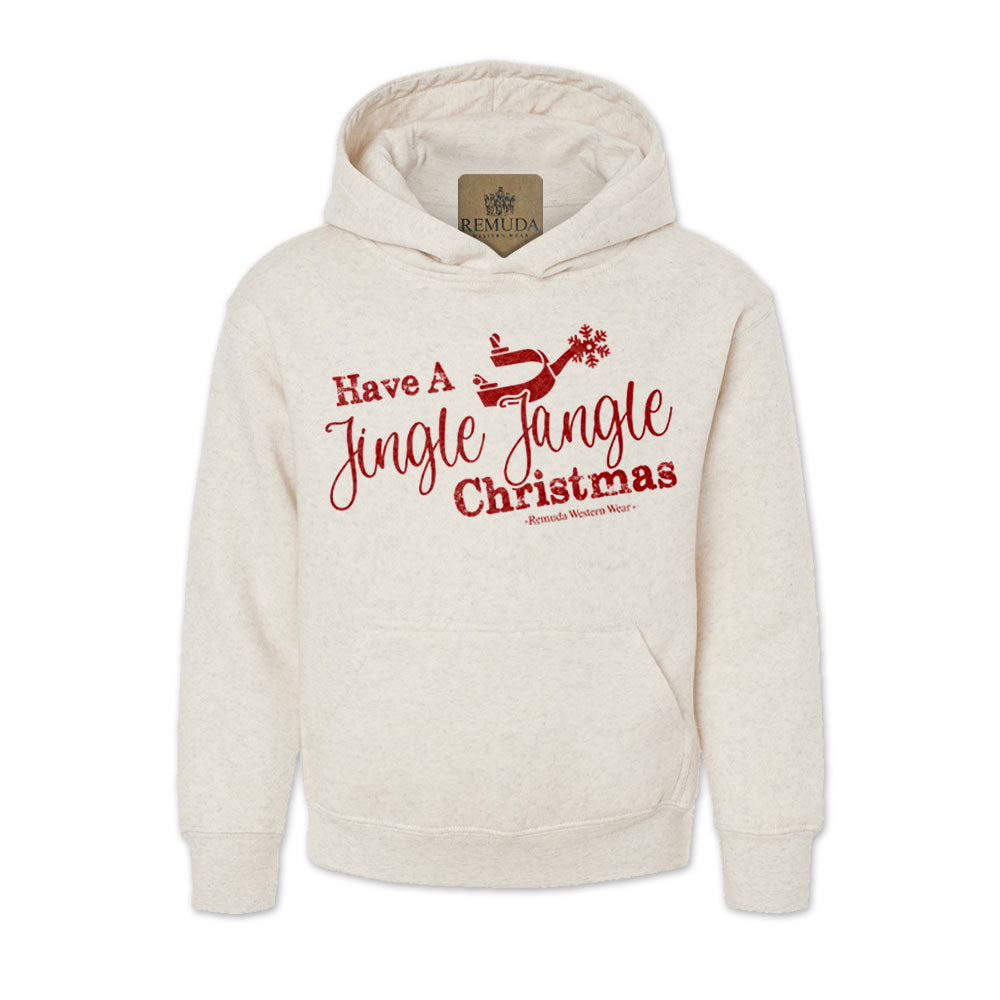 Have A Jingle Jangle Christmas Youth Western Spur Pullover Hoodie in the color Oatmeal