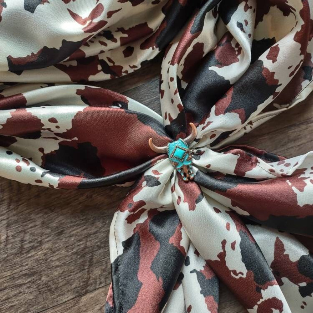 Concho Turquoise and Copper Longhorn Wild Rag Scarf Slide