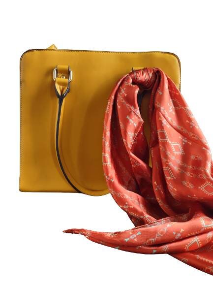 Wild Rag 100% SILK Rusty Orange Aztec Cowboy Western Neck Scarf Bandanna by Double B Wild Rags