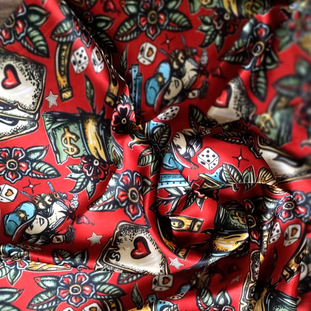 Wild Rag 100% SILK Deep Red Wild West Saloon Casino Cowboy Western Neck Scarf Bandanna by Double B Wild Rags