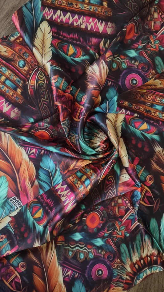 Wild Rag 100% SILK Pink and Purple Feather Western Neck Scarf Bandanna by Double B Wild Rags