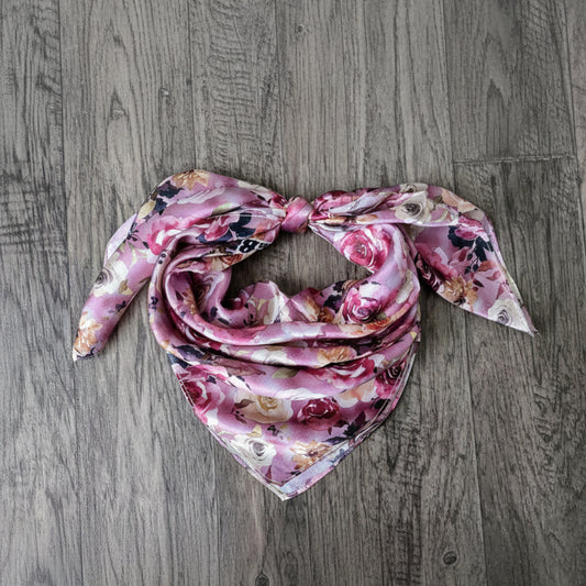 Wild Rag 100% SILK Lilac Purple Gold Floral Cowboy Western Neck Scarf Bandana by Double B Wild Rags