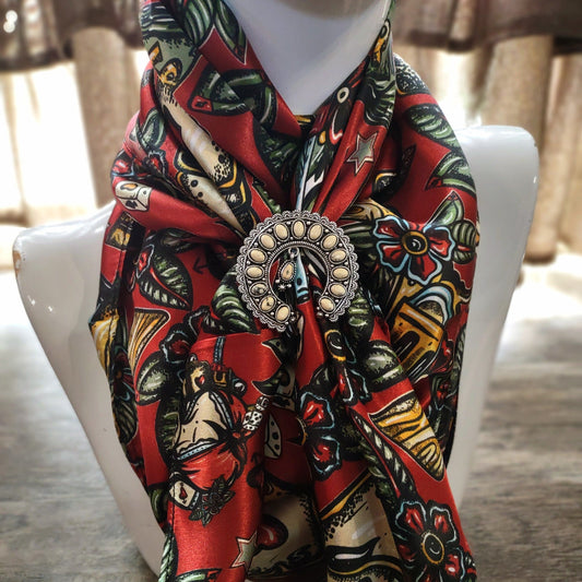 Wild Rag 100% SILK Deep Red Wild West Saloon Casino Cowboy Western Neck Scarf Bandanna by Double B Wild Rags