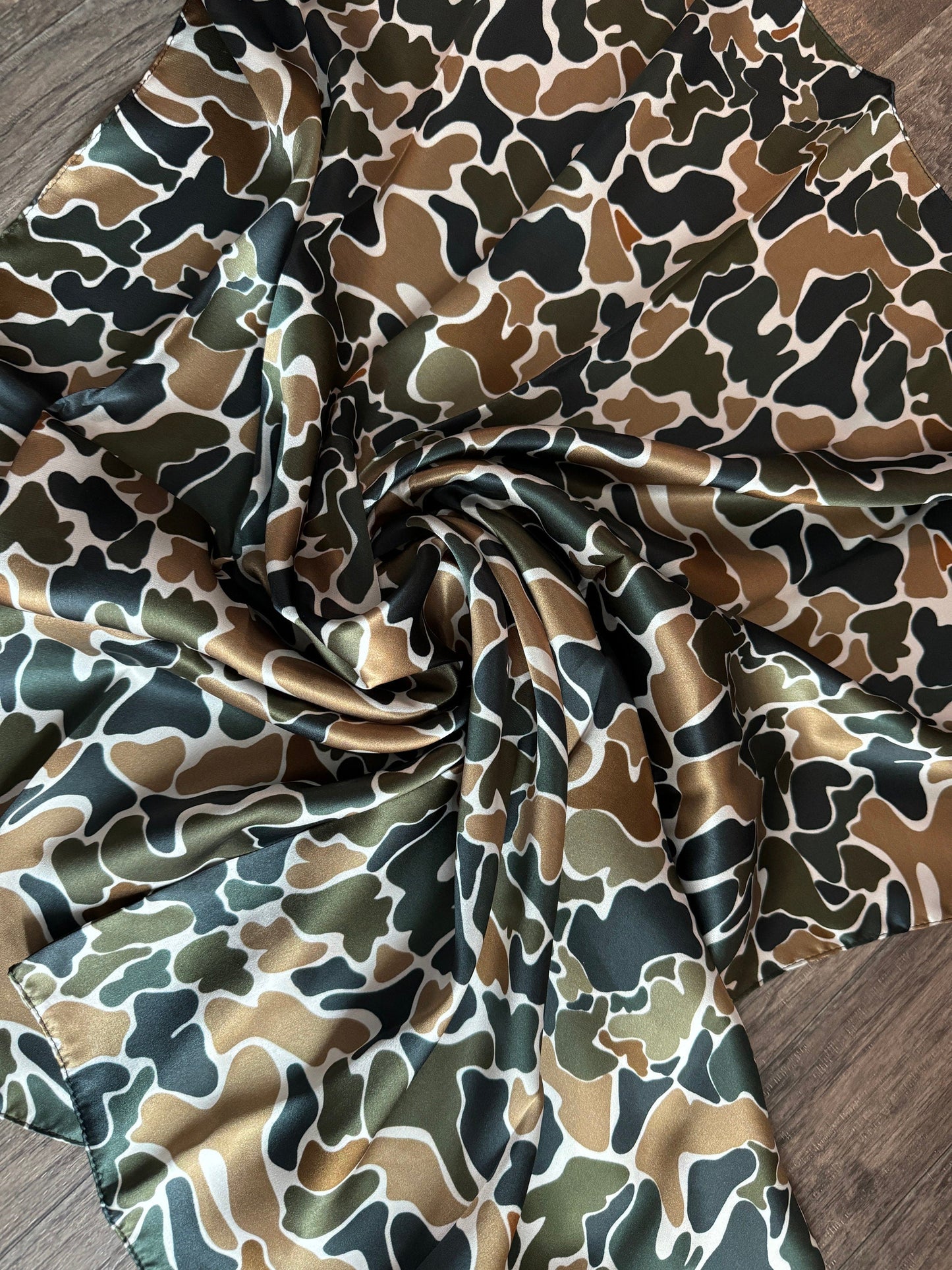 100% Silk Wild Rag Duck Camouflage Browns and Greens by Double B Wild Rags