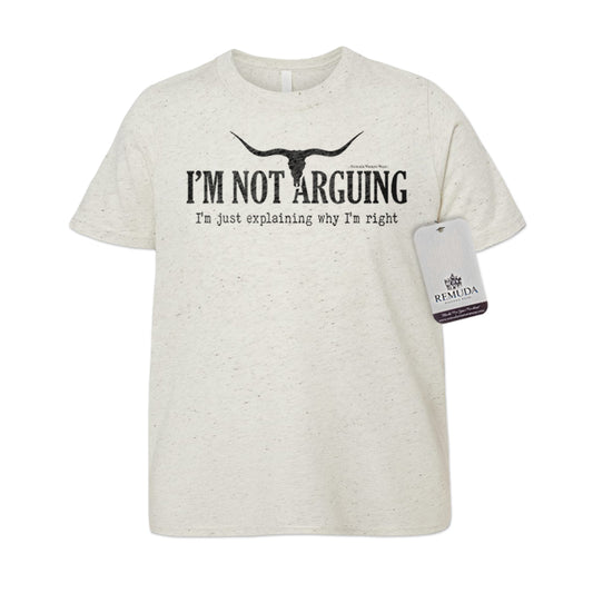 I'm Not Arguing, I'm Just Explaining Why I'm Right Youth Western Tee T-Shirt in Oatmeal