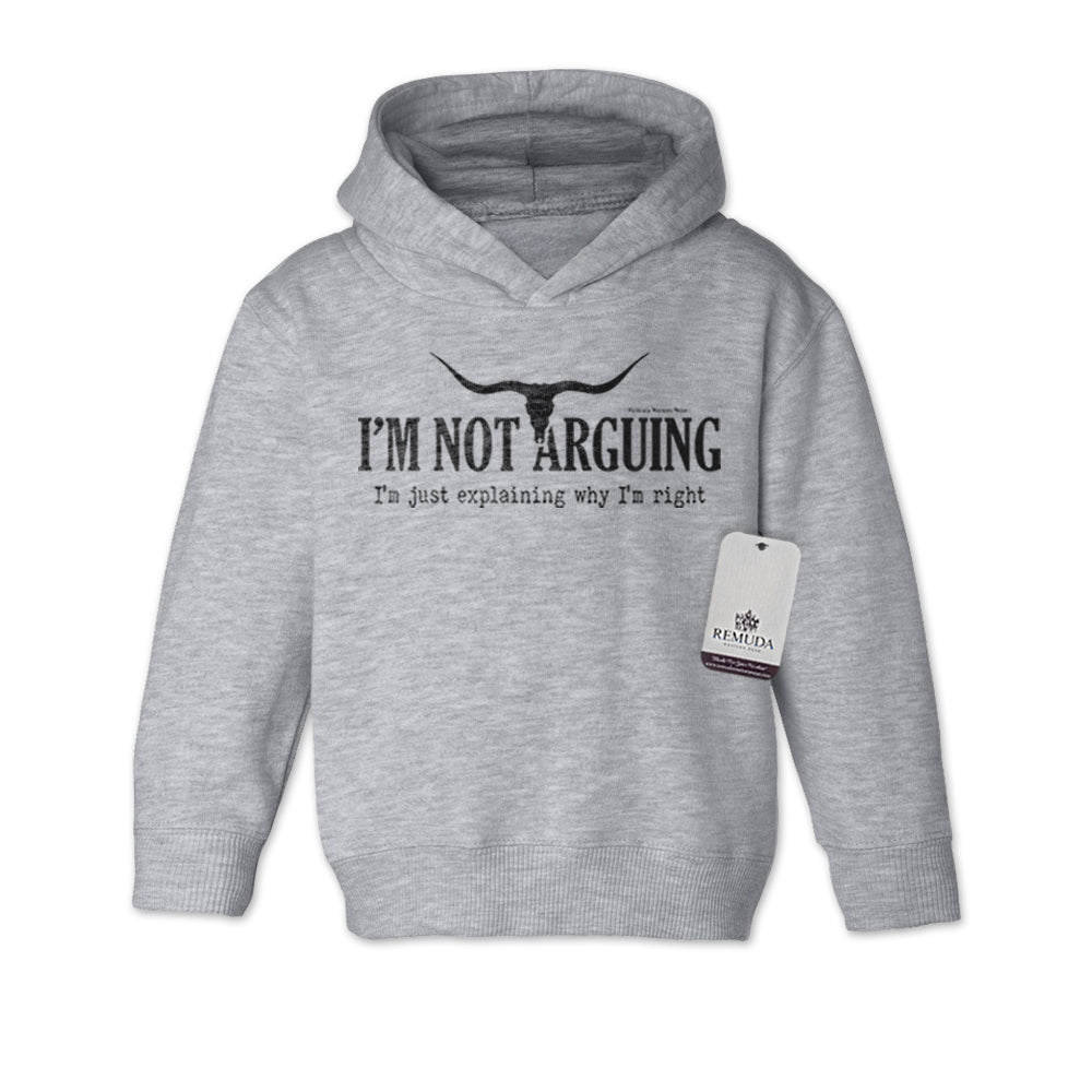 I'm Not Arguing, I'm Just Explaining Why I'm Right Toddler Western Hoodie Heather Gray