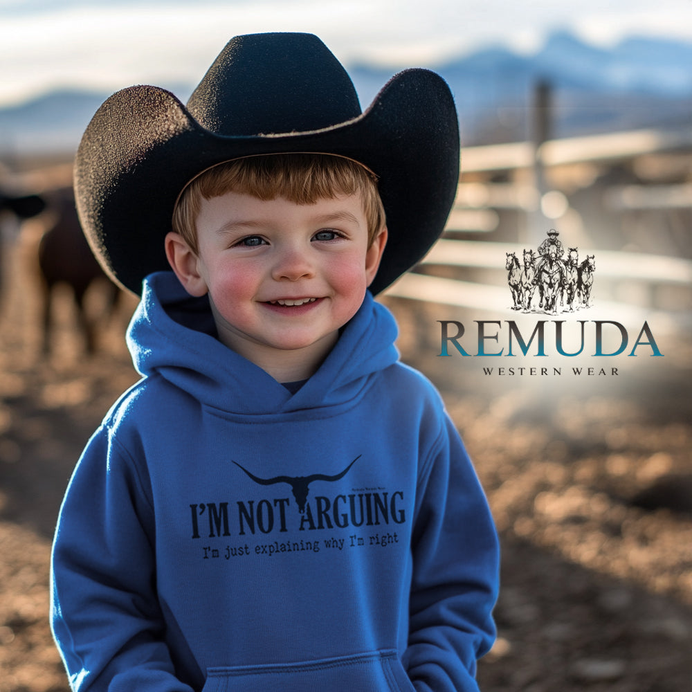 I'm Not Arguing, I'm Just Explaining Why I'm Right Toddler Western Hoodie Royal Blue Creative