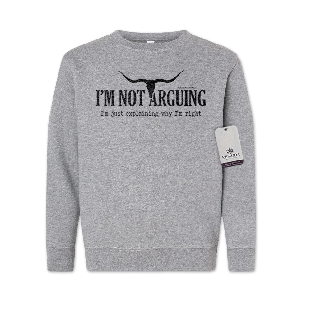 I'm Not Arguing, I'm Just Explaining Why I'm Right Western Youth Sweatshirt Heather Gray