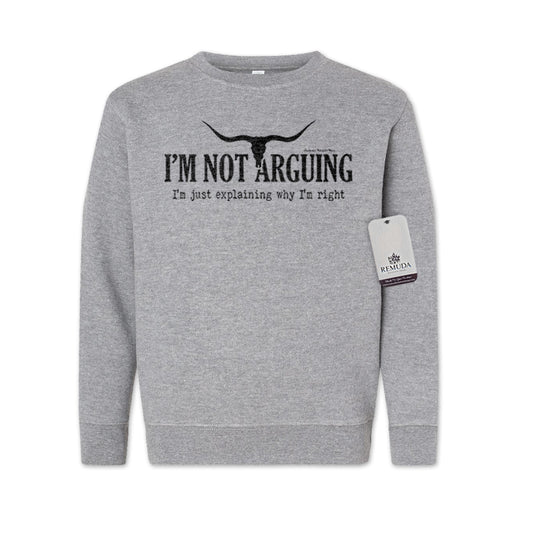 I'm Not Arguing, I'm Just Explaining Why I'm Right Western Youth Sweatshirt Heather Gray