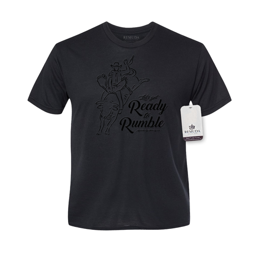 Ready To Rumble Adult Unisex Western Tee T-Shirt Black on Black