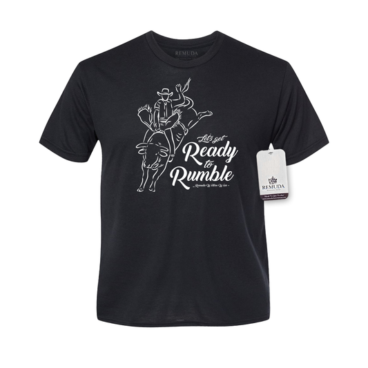 Ready To Rumble Adult Unisex Western Tee T-Shirt White on Black