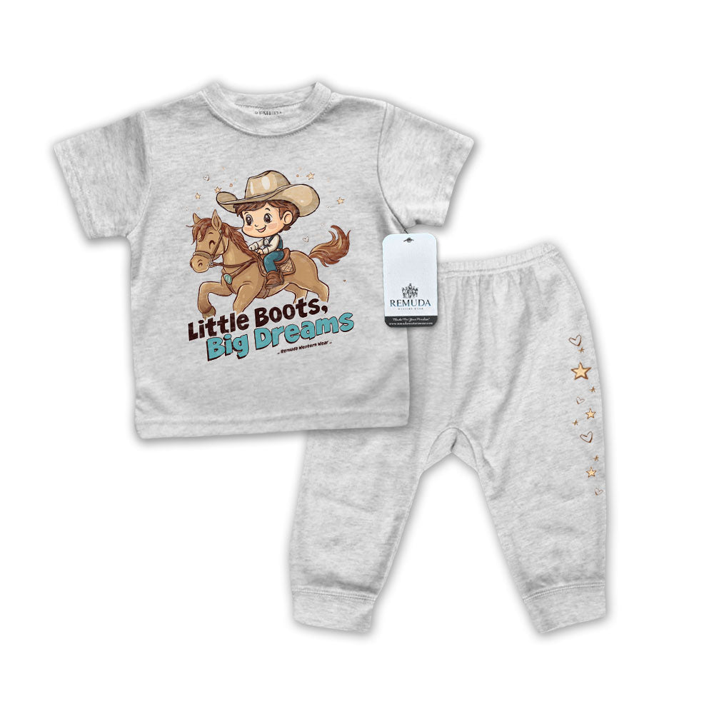 Little Boots, Big Dreams Cowboy - Infant Western 2-Piece Sleepwear Pajamas