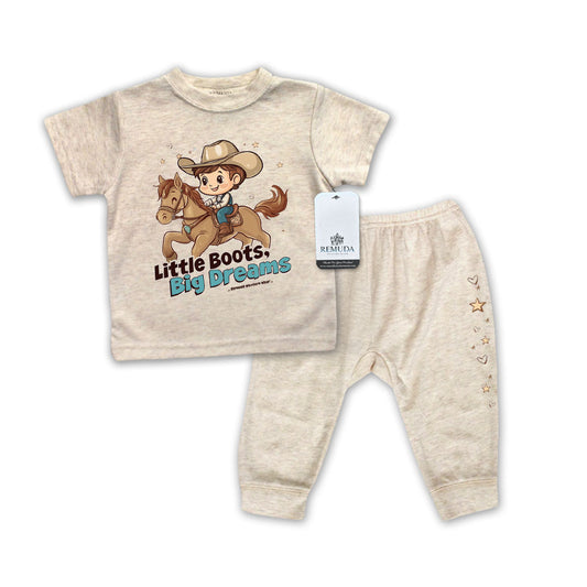 Little Boots, Big Dreams Cowboy - Infant Western 2-Piece Sleepwear Pajamas