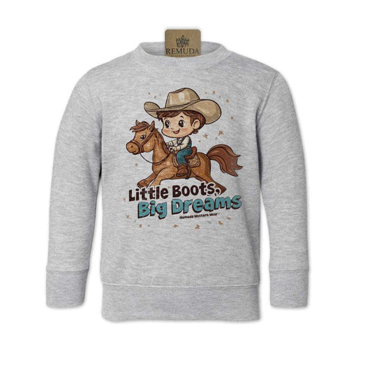 Little Boots Big Dreams Boys Western Toddler Sweatshirt Grey