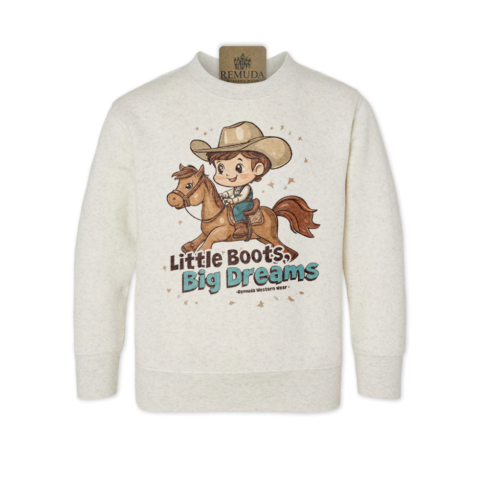 Little Boots Big Dreams Boys Western Toddler Sweatshirt Oatmeal