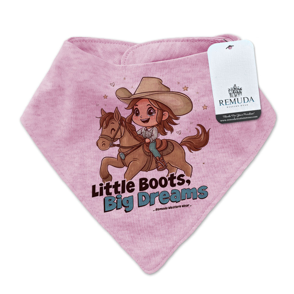 Little Boots, Big Dreams Cowgirl Infant / Toddler Western Bandana Bib Pink