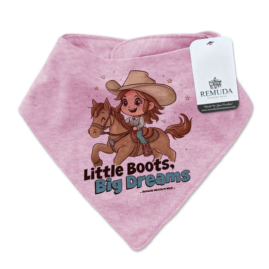 Little Boots, Big Dreams Cowgirl Infant / Toddler Western Bandana Bib Pink