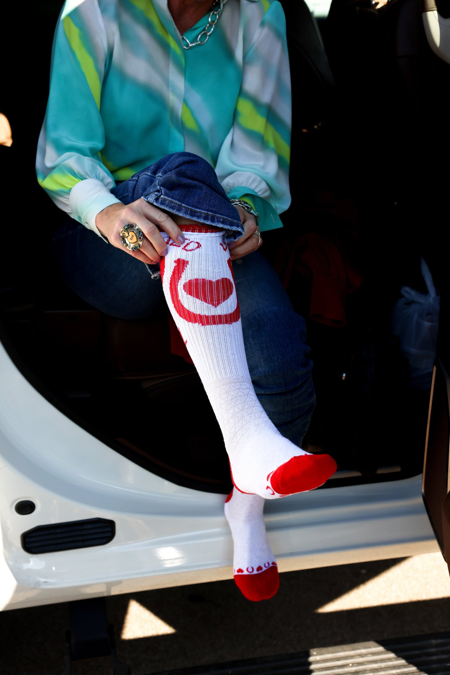 Lucky Hearted Love Performance Boot Socks Valentines Day