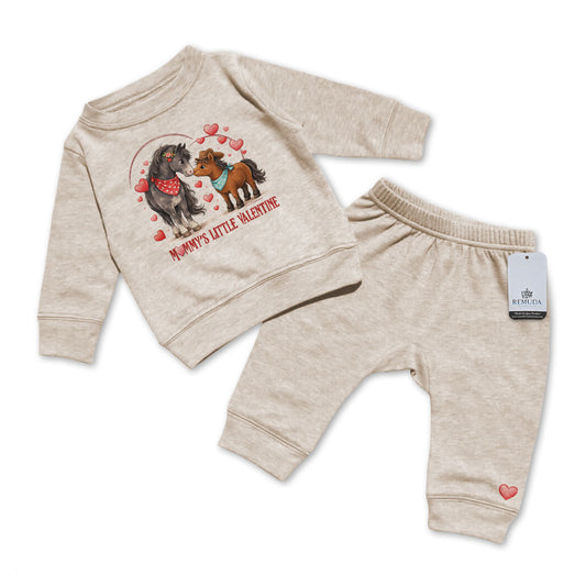 Mommy’s Little Valentine Cowboy oatmeal infant western two piece sweatsuit