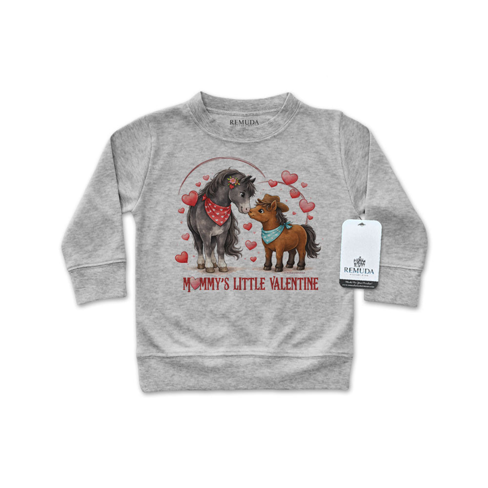 Mommy’s Little Valentine Cowboy gray infant boys long sleeve western shirt with mare and foal design