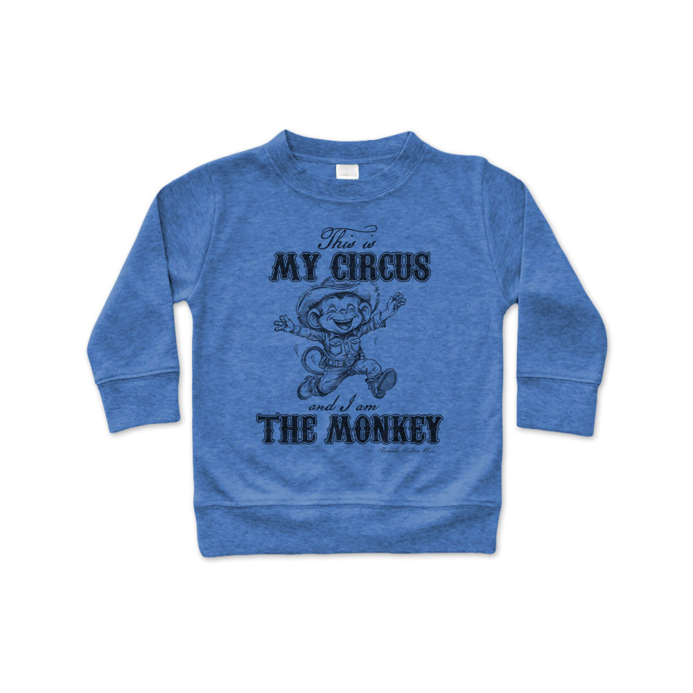 This is my circus and I am the monkey western cowboy and cowgirl toddler blue pullover