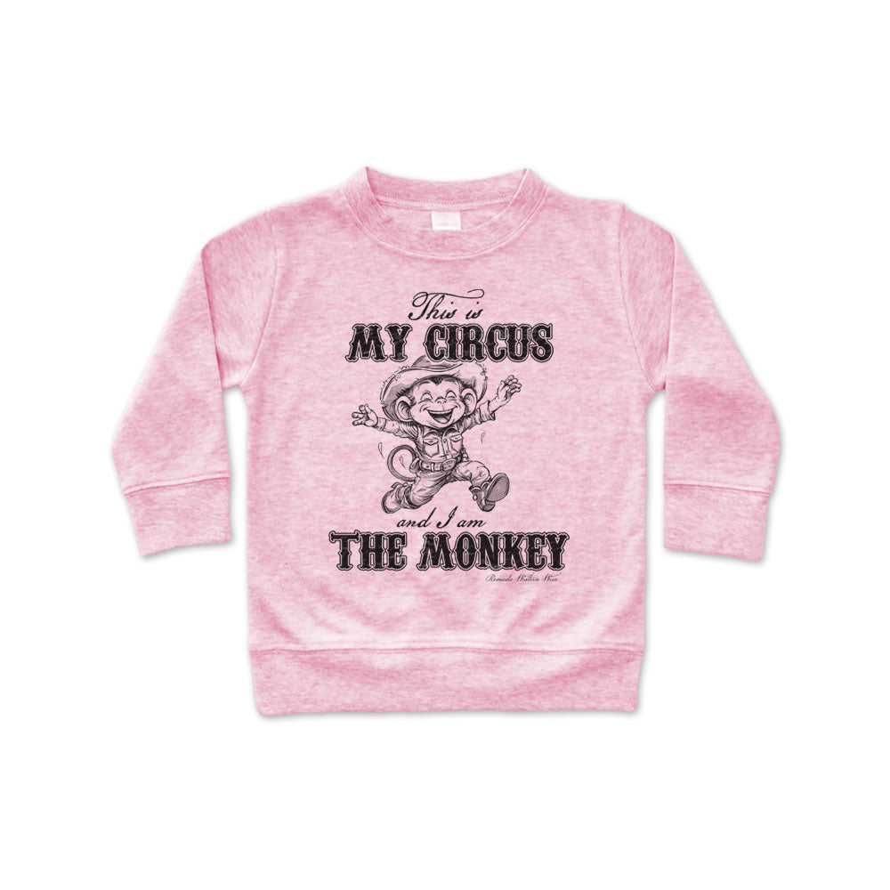 This is my circus and I am the monkey western cowgirl toddler pink pullover