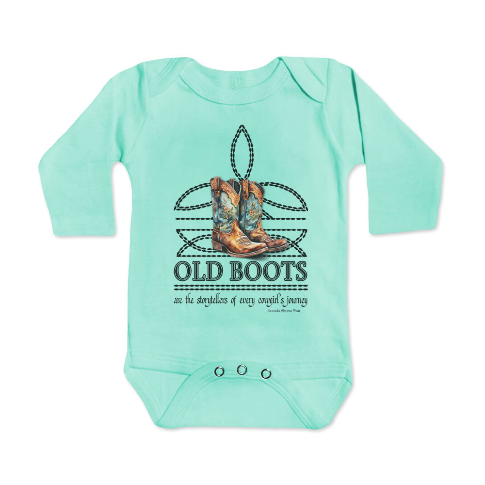 OLD BOOTS Cowgirl Boot Stitch Infant Western One Piece Romper