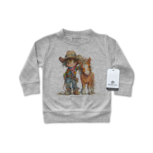 Pony Pals Cowboy Western Infant Long Sleeve Pullover Shirt Gray