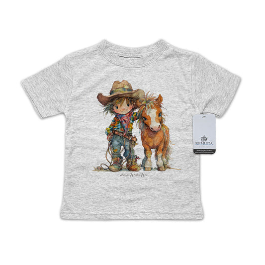 Pony Pals Cowboy Infant Kids Western Tee T-Shirt Gray