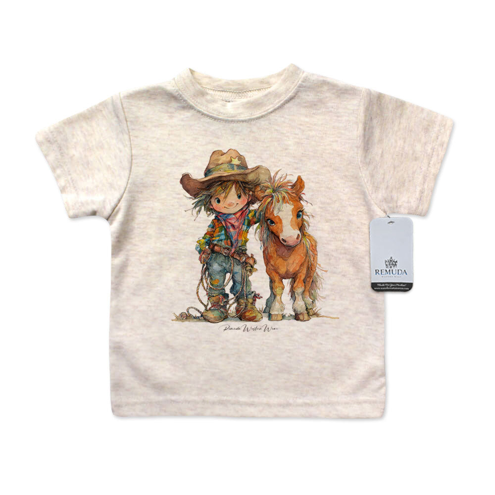 Pony Pals Cowboy Infant Kids Western Tee T-Shirt Oatmeal