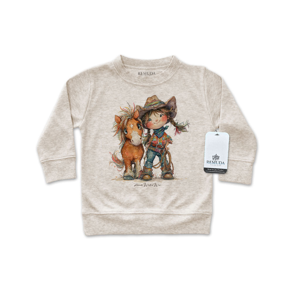 Pony Pals Cowgirl Western Infant Long Sleeve Pullover Shirt Oatmeal