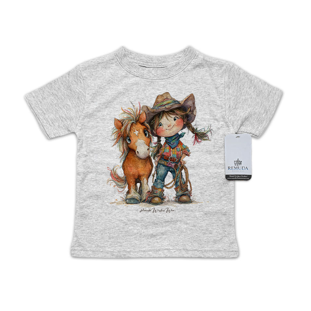 Pony Pals Cowgirl Infant Kids Western Tee T-Shirt Gray