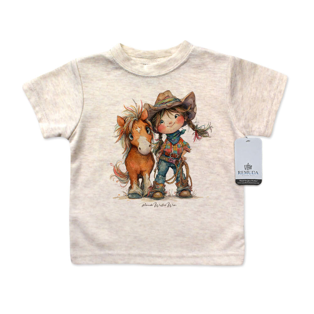 Pony Pals Cowgirl Infant Kids Western Tee T-Shirt Oatmeal