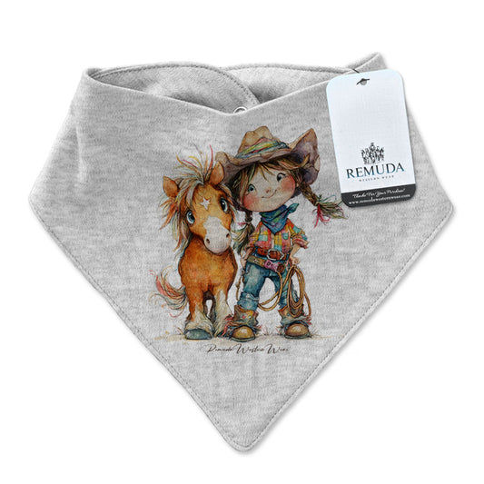 Pony Pals Cowgirl Infant / Toddler Western Bandana Bib Gray
