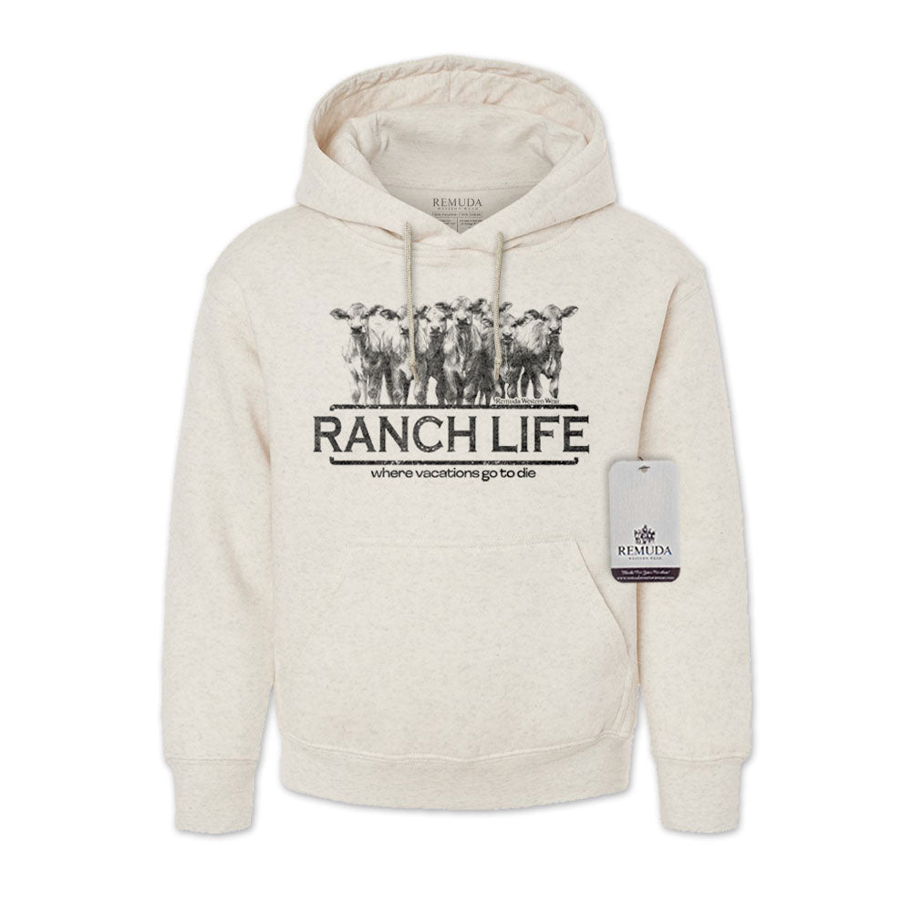Ranch Life: Where Vacations Go To Die Adult Unisex Western Hoodie Oatmeal