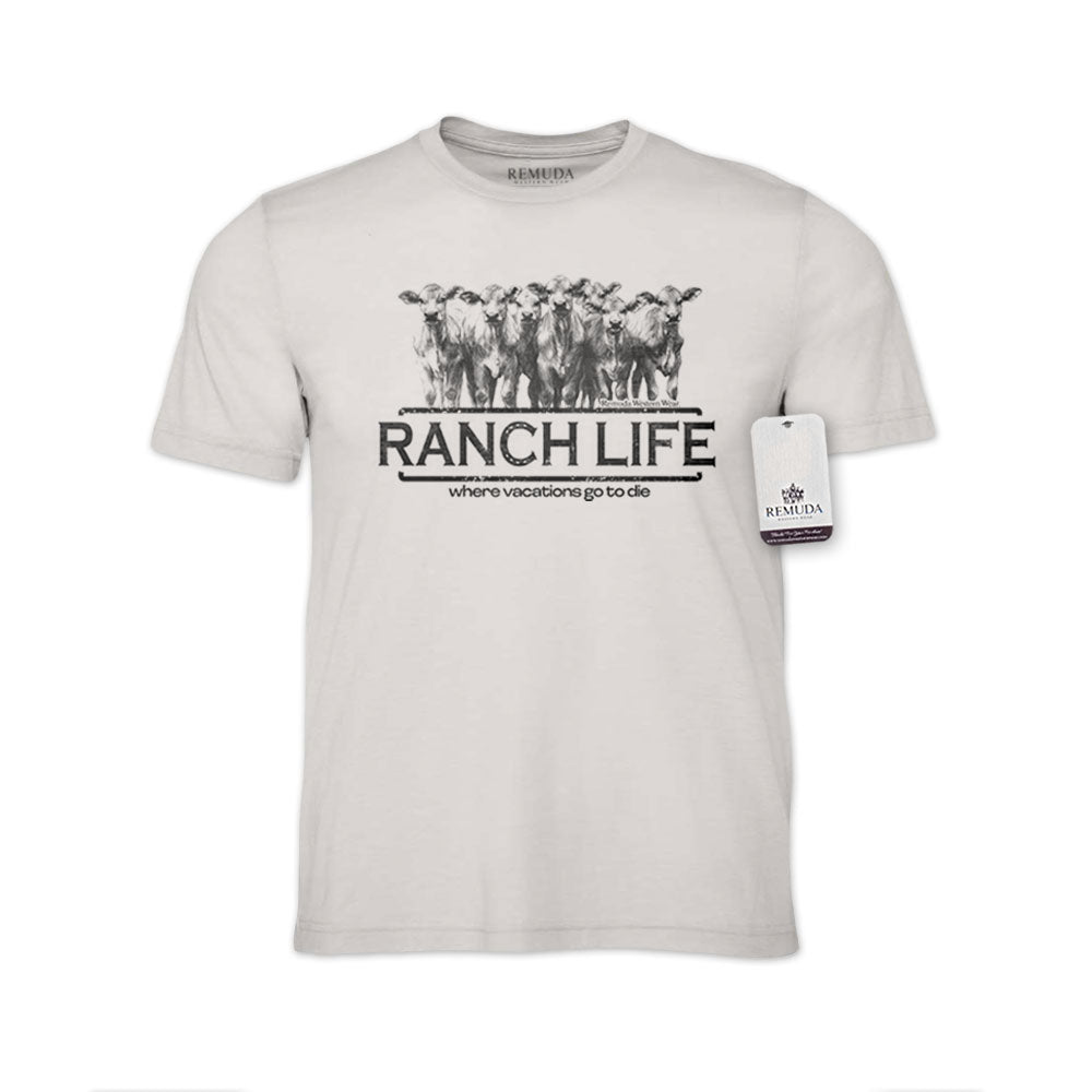 Ranch Life: Where Vacations Go To Die Adult Unisex Western Tee T-Shirt Cement