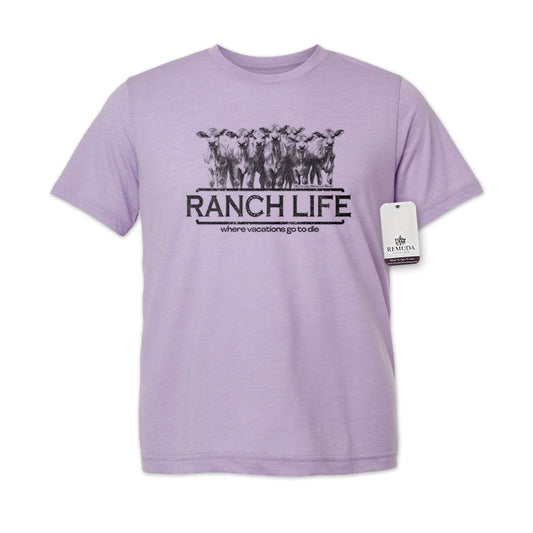 Ranch Life: Where Vacations Go To Die Adult Unisex Western Tee T-Shirt Dark Lavender Purple