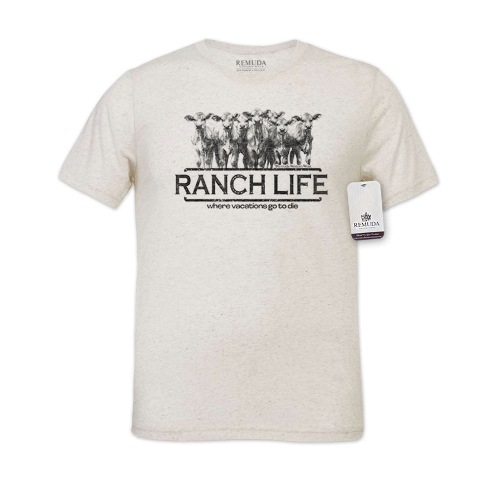 Ranch Life: Where Vacations Go To Die Adult Unisex Western Tee T-Shirt Oatmeal
