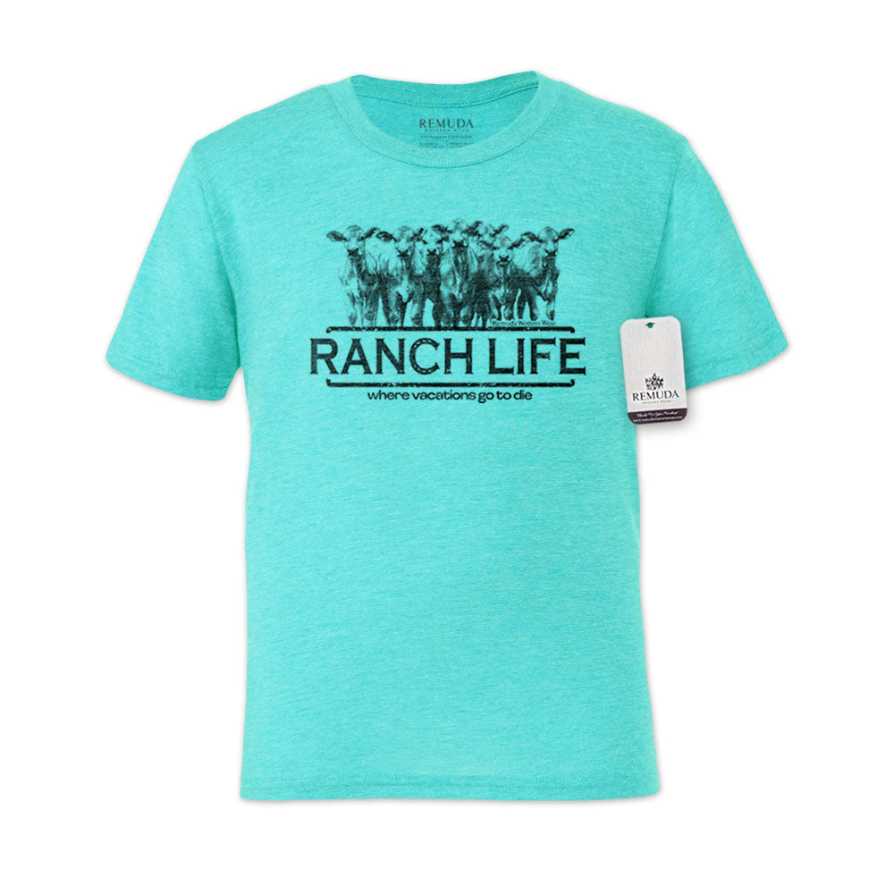 Ranch Life: Where Vacations Go To Die Adult Unisex Western Tee T-Shirt Turquoise