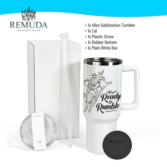 Ready To Rumble Rodeo Bull Rider Insulated Western Tumbler w/ Handle