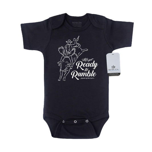 Ready To Rumble Bull Rider - Infant One Piece Western Black On Black Romper