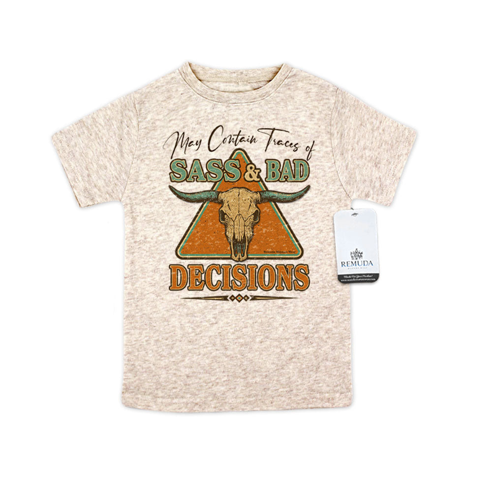 May Contain Traces of Sass & Bad Decisions Western Toddler Tee T-Shirt Oatmeal