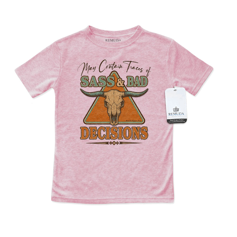 May Contain Traces of Sass & Bad Decisions Western Toddler Tee T-Shirt Pink